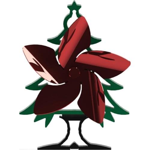 5 Blades Alloy Fireplace Fan Heat Powered Stove Fan Christmas Tree Shaped Fan For Indoor Stove Fireplace #W0