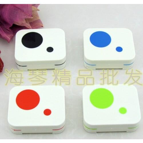 5pcs new Delicate simple fashion Irregular dot pattern contact lens case rectangle Practical portable Partner box Color random