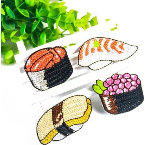 50pcs/lot Snack Bread Hot Dog Embroidery Patches Letters Clothing Decoration Accessories Diy Iron Heat Transfer Applique