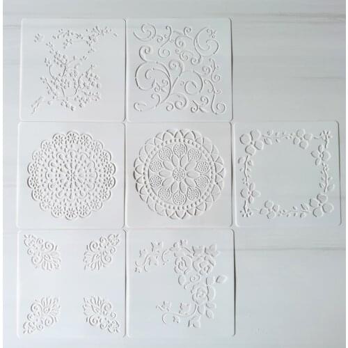 7pc Stencil Plant Flowers Decor DIY Walls Layering Painting Template Scrapbook Coloring Embossing Office School Supplies 13cm