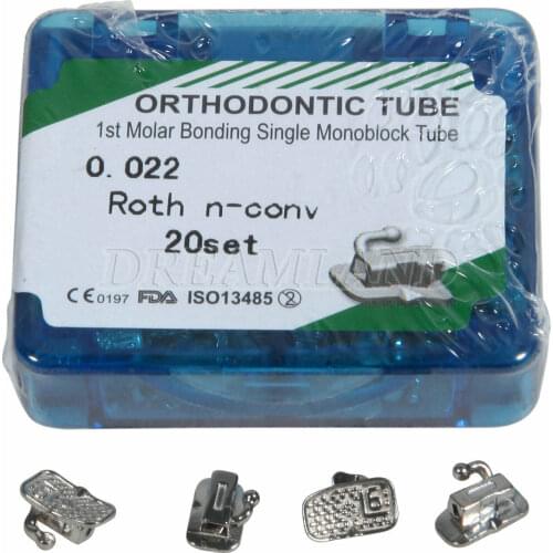 80pcs/20 sets Dentale Tubo bucal ortodoncia Single Buccal Tubes Non-convertible 1st Molar Bond 022 Roth
