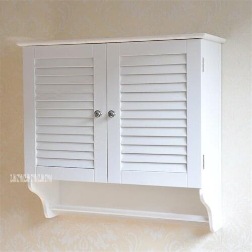9808 European Style Bathroom Wall Mounted Density Board Cabinet Modern Simple Storage Vanity Combo Shutter Towel Hanging Cabinet