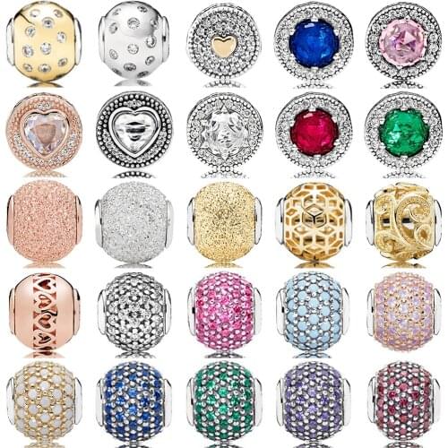 NEW Genuine 100% 925 Sterling Silver Essence Studded With Stone Charms Bead Fit Essence Bracelet DIY Small Pendant Gift Jewelry