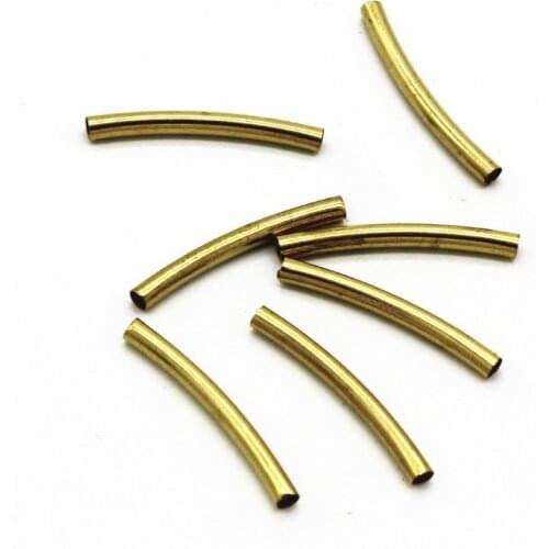 100 PCS 2.5mm*24.5mm Raw Brass Curved Bend Tube Beads DIY Jewelry Findings For Jewelry Making
