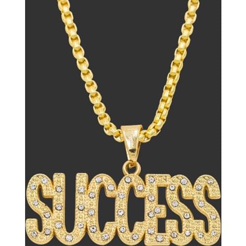 Statement Success Letter Pendant Necklaces Women Men Hip Hop Jewelry 2019 Fashion Gold Long Chain Necklaces & Pendants Gift