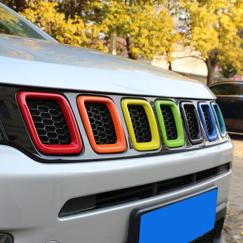 Color My Life Chrome Front Racing Grills Car Grill Trim Grille Cover Sticker for Jeep Compass 2017-2020 Kit Parts Accessories