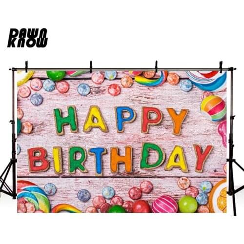 DAWNKNOW Photography Vinyl Background Happy Birthday Photo Backdrop Colors Wood Floor For Children Photographic Studio F2267