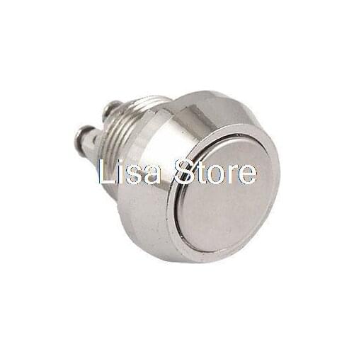 DC 36V 2A Off-(On) NO 12mm Metal Flat Head Round Momentary Push Button Switch