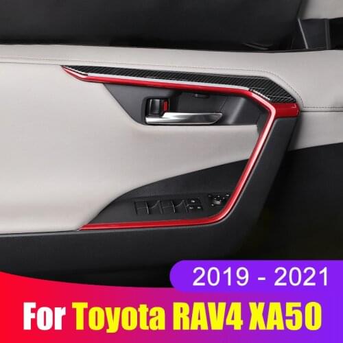 For Toyota RAV4 RAV 4 XA50 2019 2020 ABS Plastic Carbon Fibr Car Interior Door Armrest Decorative Cover Trim Car Accessories