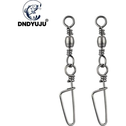 DNDYUJU 50pcs Barrel Swivel with Swing Coastlock Snap Stainless Steel For Lures Hooks Fishing Connector Accessories Tackle