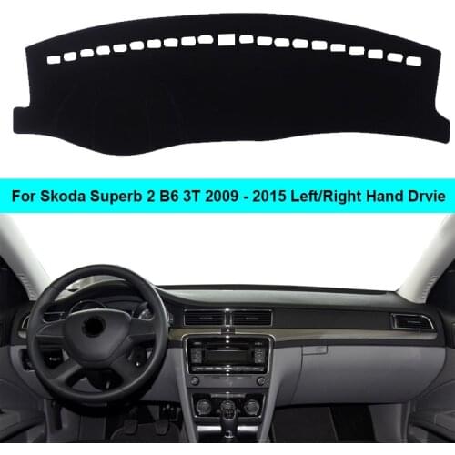 2 Layer Car Dashboard Cover Carpet Cape For Skoda Superb 2 B6 3T 2009 - 2013 2014 2015 MK2 Rug Shade Pad Carpet Dashmat Sun Shad