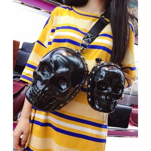 Europe and the United States fashion leisure men and women real leather bag personality silicone skull chest bag chest bag cross
