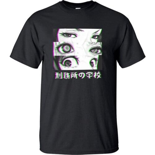 TShirt Men Prison School Eyes Sad Japanese Anime Aesthetic T Shirt TShirts Summer Cotton Short Sleeve Black White T-Shirt Tops
