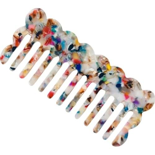 H7JC Cellulose Acetate Wide Tooth Pocket Hair Comb Colorful Marble Stone Leopard Print Wavy Trim Hairbush Hairdressing Tools