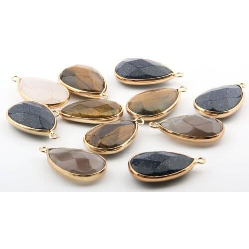 Natural Stone Pendants Water drop shape Exquisite charms for Jewelry Making DIY Necklace accessories Reiki Healing Gift