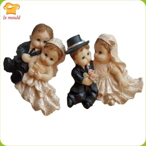 Bride and Groom Combination Double Sugar Silicone Molds Wedding Cake Decoration Mould New Doll Mold