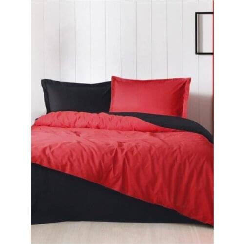 Red Black Plain Solid Duvet Cover Set Cotton 4 Pcs Queen Double Full Size Bedding Bed Linens
