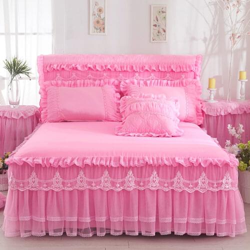 Bed Set 1 PC Lace Bedspread + 2PCS Pillowcases Bedding Set Pink/purple/red Bedspreads Sheet for Girl Bed Cover King/Queen Size