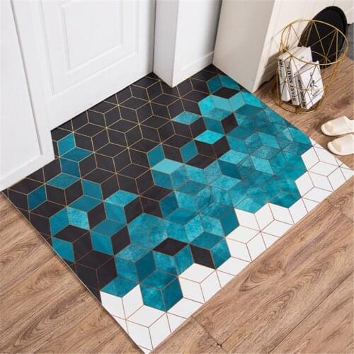 Kitchen Bathroom Living Room Entrance Door Mats PU Washable Cuttable Door Mats Carpet Home Printed Geometric Floor Mats Carpet