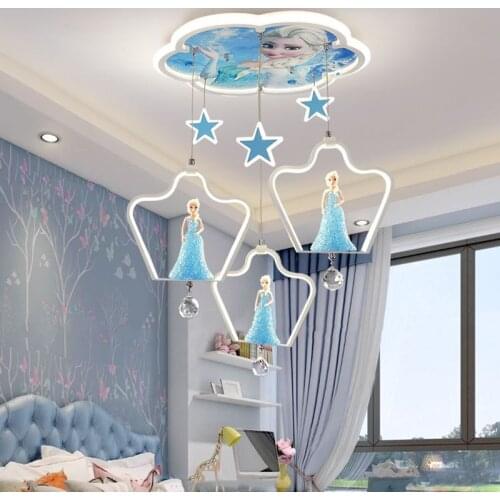 Ice and snow Wonderland childrens room Princess lamp girl bedroom room chandelier cartoon Aisha European crystal lamp