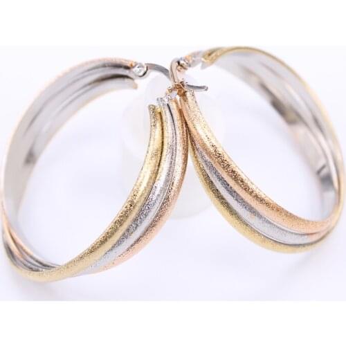 Frosted Classic pop earrings 40mm Two colors Stainless steel Hoop earrings fashion female Jewelry gift LH923