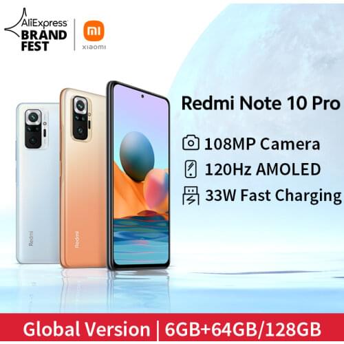 [World Premiere In Stock] Global Version Xiaomi Redmi Note 10 Pro Smartphone 108MP Camera Snapdragon 732G 120Hz AMOLED Display