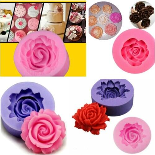 Reusable Flower bloom Rose Silicone Fondant Soap 3D Cake Mold Cupcake Jelly Candy Chocolate Decoration Baking Tool Moulds
