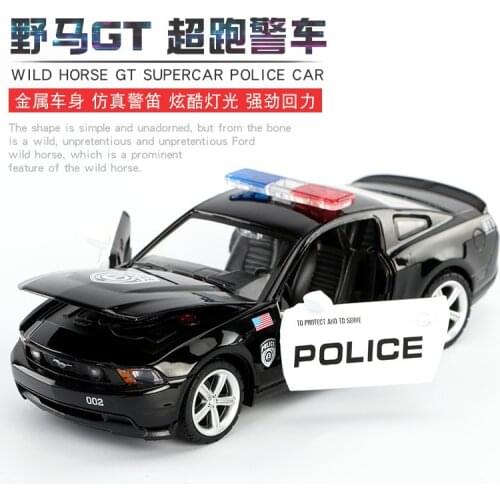 1:32 high simulation Ford Mustang GT police car children simulation alloy car model toy car model for children gifts