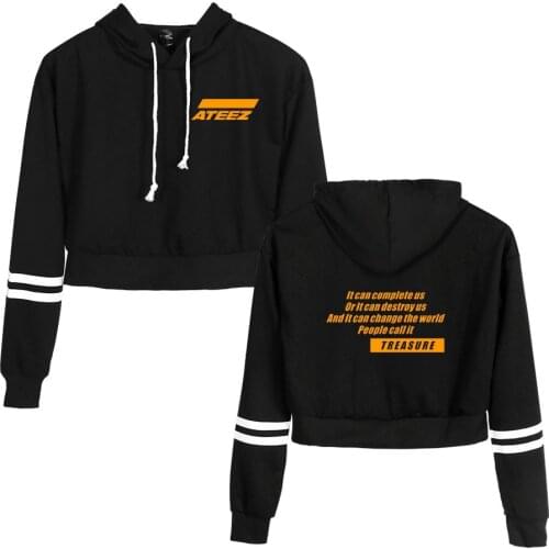 Fashion Design Ateez Kpop Sweatshirts Women Korean Navel Hoodies Sweatshirt Printed Cool Sexy Stylish New Pullover Streetwear