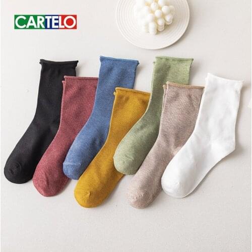 CARTELO New Solid Color Women Socks Fashion Simple Classical Breathable Cotton Stockings Носки женские Meias Femininas