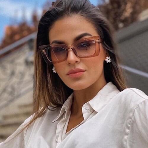 Classic Tea Cat Eye Shades Sunglasses Women Vintage Square Sun Glasses for Woman Men Unisex Glasses UV400 Oculos zonnebril dames