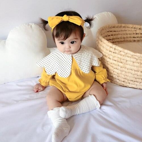 Autumn Jumpsuit Ruffle Cotton Baby Romper Long Sleeve Suit Onesies Korean Set Newborn Baby Romper Girl RopaBaby Clothes BW50PF