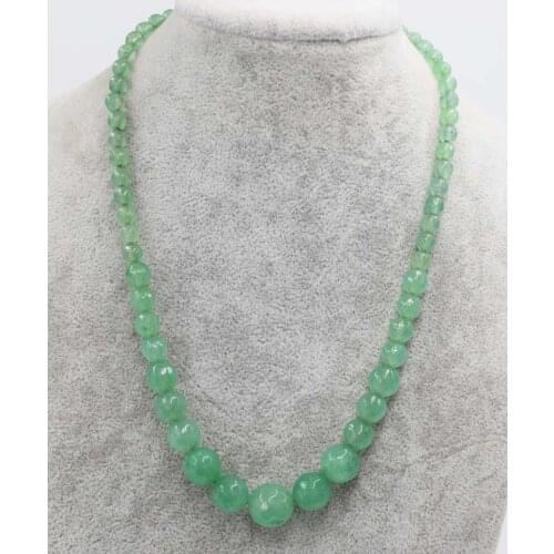 Green jade faceted round 6-14mm necklace wholesale beads 18inch