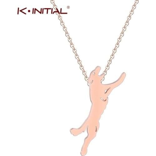 Kinitial German Shepherd Necklace Charm Dog Necklaces Animal Dog silhouette Necklace Keepsake Memorial Gift Jewelry