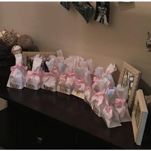 Personalize number first birthday Baby Shower Favor Bags, custom baby shower party gift bags with bows Christening treats packs