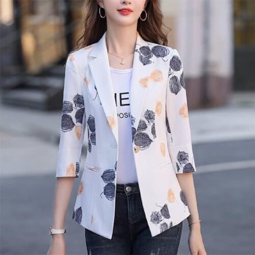 Fashion Floral ​Autumn Printed Short Slim Business Blazers Coat Spring Casual All-match Women Blazers Jackets Work Office Lady