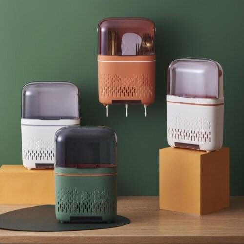 HOT-Multifunctional Dustproof Tableware Rack Knife Holder Spoon and Fork Kitchen Storage Rack Storage Box