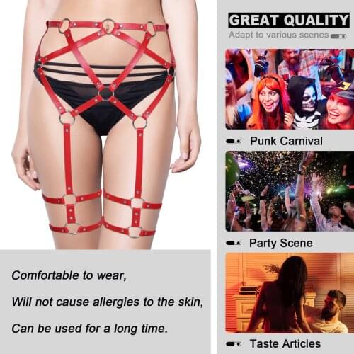 Gothic Leg Garter Belt Punk Fetish Leg Harness Sexy Pole Dance Bondage Body Harness Belt Stockings Thigh Ring Erotic Lingerie
