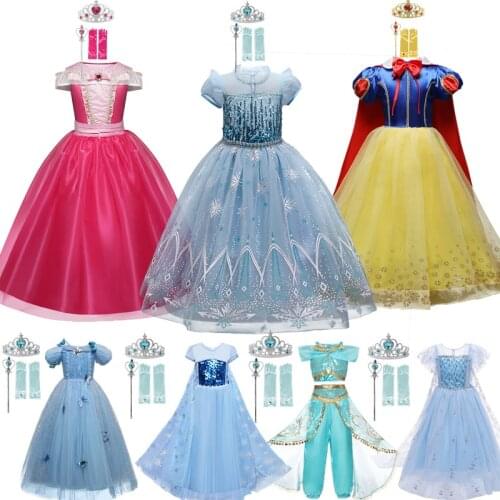 Snow Queen 2 Princess Dress Summer Party Anna Elsa Role-Play Chidlren Dress up Halloween Carnival Kids Dresses for Girls Clothes