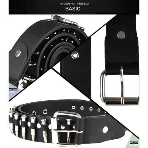 Rock Metal Leather Rivet Female Belt Women Personality Punk Bullet Rivet Vintage Belt Motorcycle Hip Hop Strap Black Belt