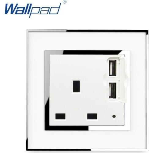 13A UK Socket With 2 Usb Port 5V 3100mA Wallpad Luxury Electric Power Outlet with USB Mirror Acrylic Panel Tomada