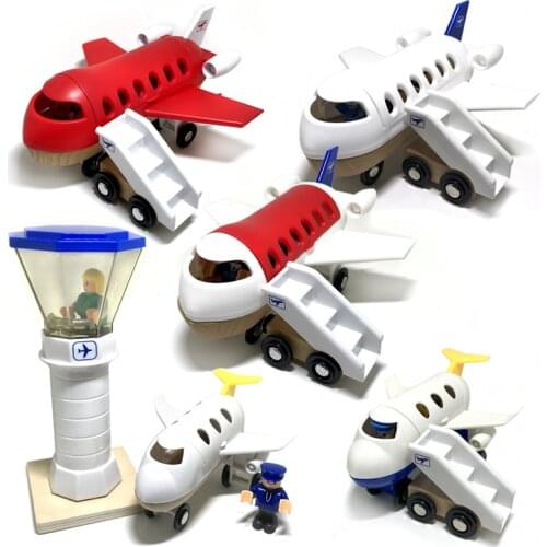 Airplane wooden track toy airplane airport platform, compatible with wooden train track childrens track game scene accessories