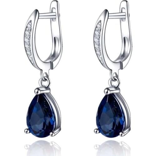 Huitan Gorgeous Water Drop Shape Blue Cubic Zirconia Drop Earrings for Women Evening Party Elegant Accessories Classic Jewelry