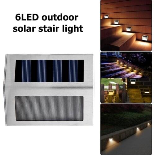 Stainless Steel Solar 6LED Stair Light Street Security Lamp for Outdoor Lighting Rain-Proof and Automatic Photosensitive