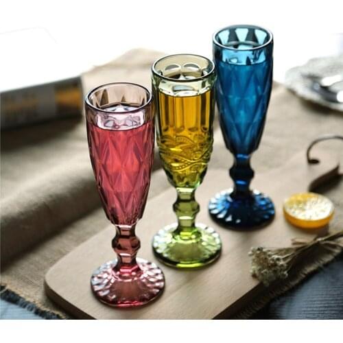 Vintage Colour Relief Glass Champagne Cup Domestic Beverages Accessories 150 Ml Beverages
