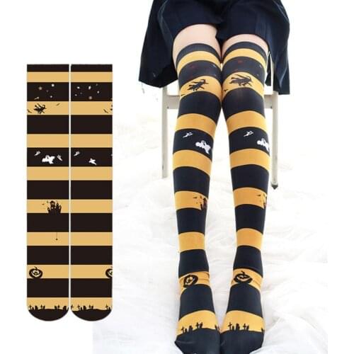 SzBlaZe Halloween Cosplay High Stockings Thigh High Socks Funny Bat Pumpkin Over the Knee Socks Stockings