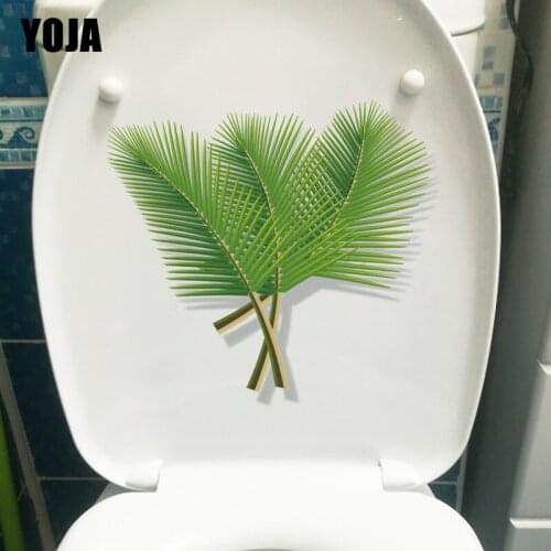 YOJA 22.5*20.6CM Spring Green Plant Leaves Fresh Toilet Seat Stickers Home Wall Decor Decal T1-1191