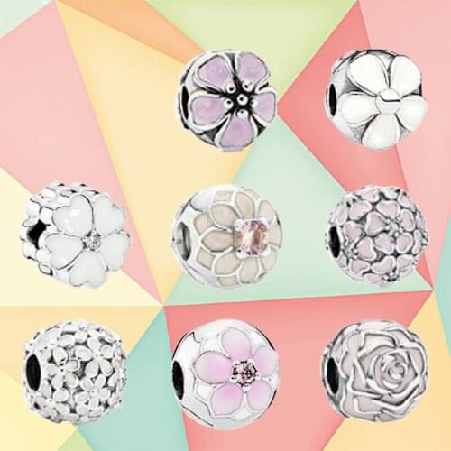 High Quality 925Sterling Silver Safety Clip Spring Bloom Charm Beaded With Bracelet Diy Suitable For Giving Women Birthday Gifts