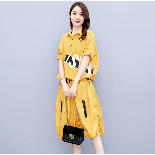 Summer Clothes 2021 New Womens Suit Casual T-shirt And Loose Wide Leg Shorts 2 Two Piece Set For Women Fashion Korean Crop Top