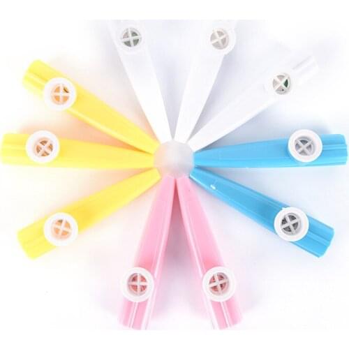 10pcs Colorful Plastic Paper Film Kazoo Childrens Accompaniment Simple Harmonica Mouth Woodwind Instruments Kazoo Flute
